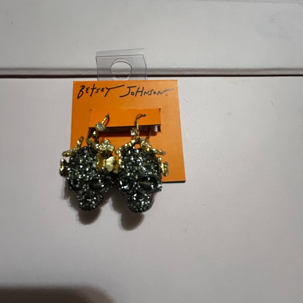 Betsey Johnson Skull Earrings with Butterflies - Picture 3 of 8